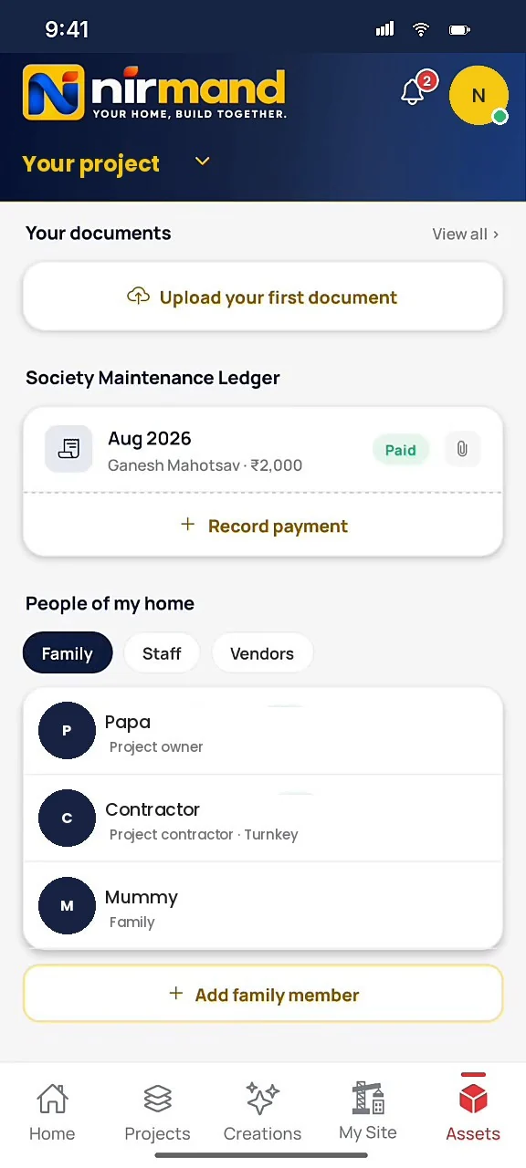 People of my home: owner, contractor and family members